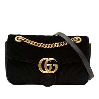 Gucci Medium GG Marmont Matelasse Velvet Shoulder Bag