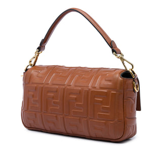 Fendi Zucca Embossed Leather Baguette Satchel