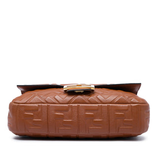 Fendi Zucca Embossed Leather Baguette Satchel