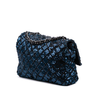 Chanel Medium Sequined Satin Single Flap