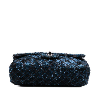 Chanel Medium Sequined Satin Single Flap