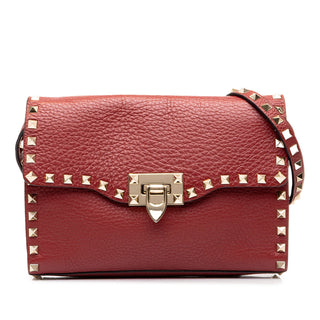 Valentino Medium Pebbled Calfskin Rockstud Flip Lock Crossbody