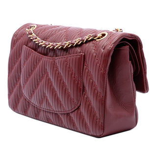 Chanel Medium Classic Chevron Calfskin Pleated Double Flap