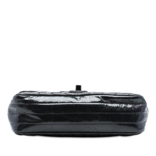 Chanel Mini Rectangular Classic Chevron Crumpled Patent So Black Single Flap
