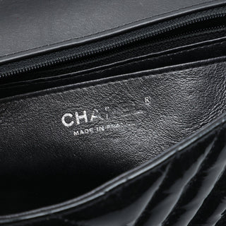 Chanel Mini Rectangular Classic Chevron Crumpled Patent So Black Single Flap