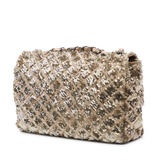 Chanel CC Quilted Sequin Embellished Satin Flap