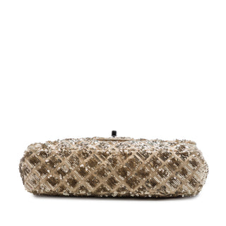Chanel CC Quilted Sequin Embellished Satin Flap