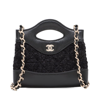 Chanel Nano Quilted Tweed Kelly Shopper Bag