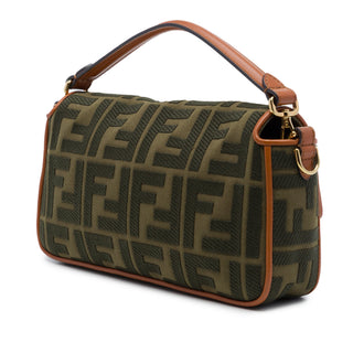 Fendi Zucca Embroidered Canvas Baguette Satchel