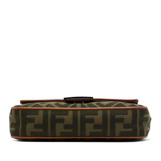 Fendi Zucca Embroidered Canvas Baguette Satchel
