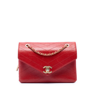 Chanel Small Chevron Lambskin Stitched Envelope Flap