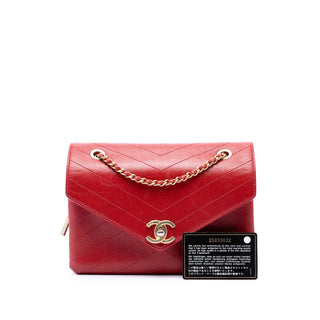 Chanel Small Chevron Lambskin Stitched Envelope Flap