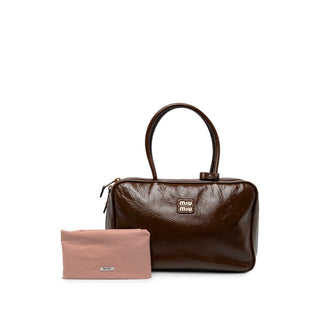 Miu Miu Large Naplak Patent Logo Beau Handbag