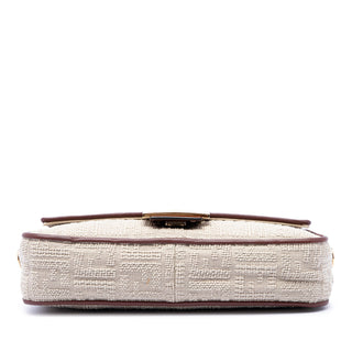 Fendi Zucca Embroidered Canvas Baguette Satchel