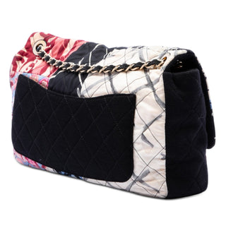 Chanel Jumbo Printed Nylon and Jersey Patchwork Single Flap
