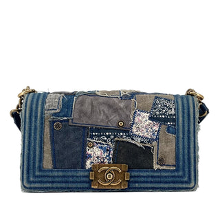 Chanel Old Medium Denim Patchwork Boy Bag