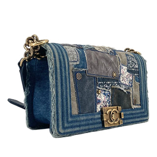 Chanel Old Medium Denim Patchwork Boy Bag