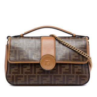 Fendi Zucca Crystal Double F Baguette Satchel