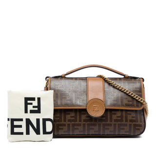 Fendi Zucca Crystal Double F Baguette Satchel