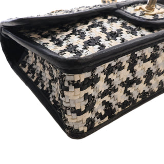 Chanel CC Woven Lambskin and Viscose Houndstooth Single Flap