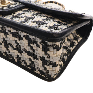Chanel CC Woven Lambskin and Viscose Houndstooth Single Flap