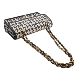 Chanel CC Woven Lambskin and Viscose Houndstooth Single Flap