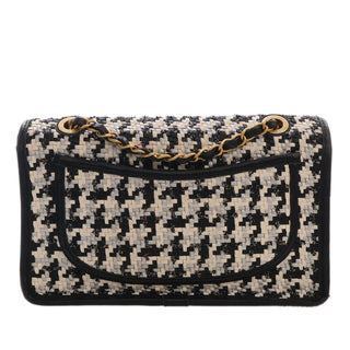 Chanel CC Woven Lambskin and Viscose Houndstooth Single Flap