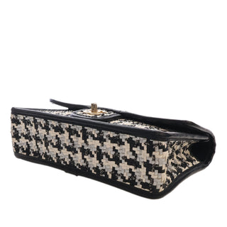 Chanel CC Woven Lambskin and Viscose Houndstooth Single Flap