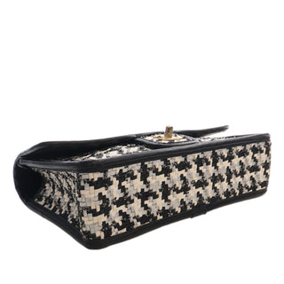 Chanel CC Woven Lambskin and Viscose Houndstooth Single Flap