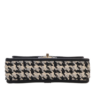 Chanel CC Woven Lambskin and Viscose Houndstooth Single Flap