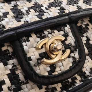 Chanel CC Woven Lambskin and Viscose Houndstooth Single Flap