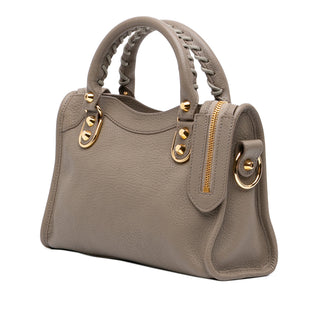 Balenciaga Mini Goatskin Motocross Classic Metallic Edge City Satchel