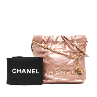 Chanel Mini Metallic Quilted Calfskin 22 Satchel