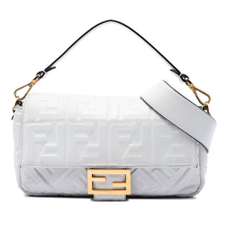 Fendi Zucca Embossed Leather Baguette Satchel