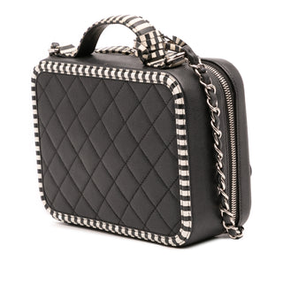 Chanel Small Caviar Striped CC Filigree Vanity Case
