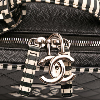 Chanel Small Caviar Striped CC Filigree Vanity Case