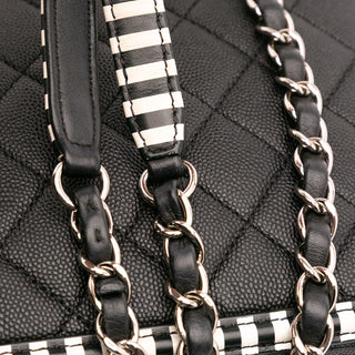 Chanel Small Caviar Striped CC Filigree Vanity Case