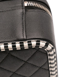 Chanel Small Caviar Striped CC Filigree Vanity Case