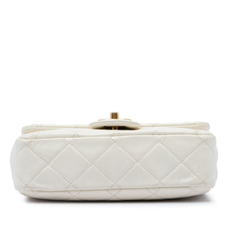 Chanel Mini Quilted Calfskin Crystal Pearls Chain Flap