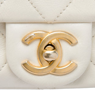 Chanel Mini Quilted Calfskin Crystal Pearls Chain Flap