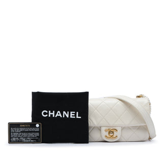 Chanel Mini Quilted Calfskin Crystal Pearls Chain Flap