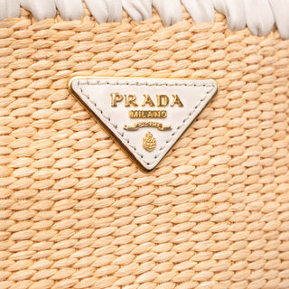 Prada City Calf Trimmed Paglia Bucket Bag