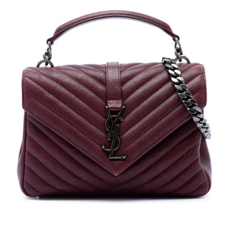 Saint Laurent Medium Chevron Sheepskin Monogram College Satchel