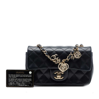 Chanel Mini Rectangular Classic Lambskin Valentines Heart Charms Single Flap