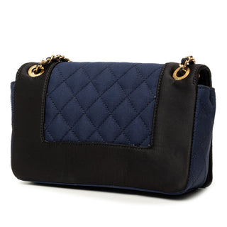 Chanel Small Bicolor Quilted Grosgrain Satin Small Mademoiselle Double Flap