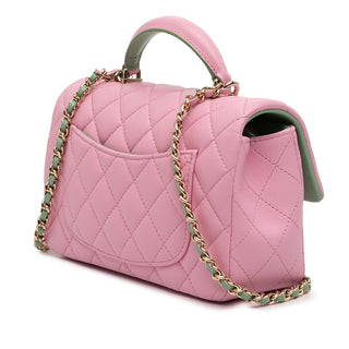 Chanel Mini Rectangular Bicolor Quilted Lambskin Top Handle Flap