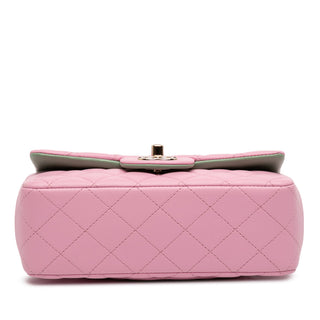 Chanel Mini Rectangular Bicolor Quilted Lambskin Top Handle Flap