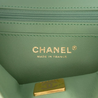 Chanel Mini Rectangular Bicolor Quilted Lambskin Top Handle Flap