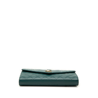 Saint Laurent Grain De Poudre Triquilt Monogram Envelope Wallet on Chain