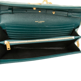 Saint Laurent Grain De Poudre Triquilt Monogram Envelope Wallet on Chain